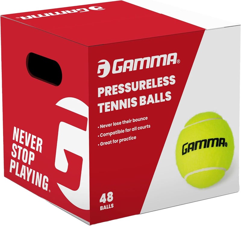 Gamma Sports Pressureless Tennis Balls Box - Ideal for Practice, Teaching, and Training with High-Visbility Felt - Indoor and Outdoor Court Play - 48 and 75 Pack Sizes - Image 1